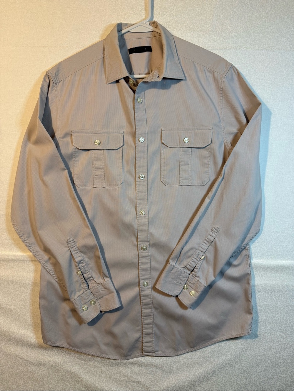 Claiborne Light Taupe Collared Button Shirt